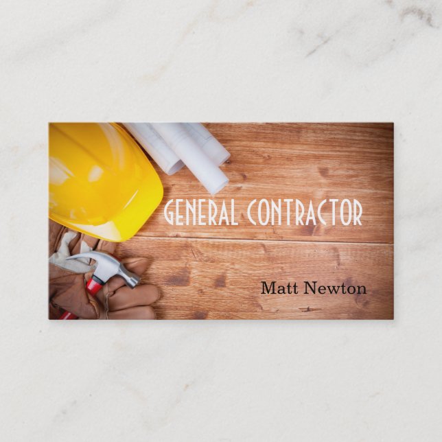 Tarjeta De Visita Construcción de General Contractor Builder (Anverso)