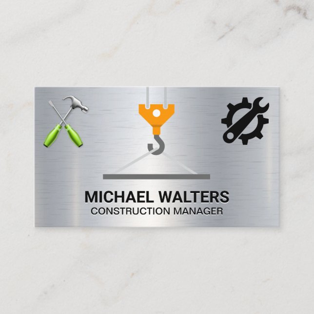 Tarjeta De Visita Construcción de grúa de invierno | Herramientas de (Anverso)