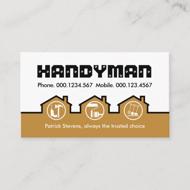 Tarjeta De Visita Construcción de Hogar Casa Marrón Capas (Anverso)
