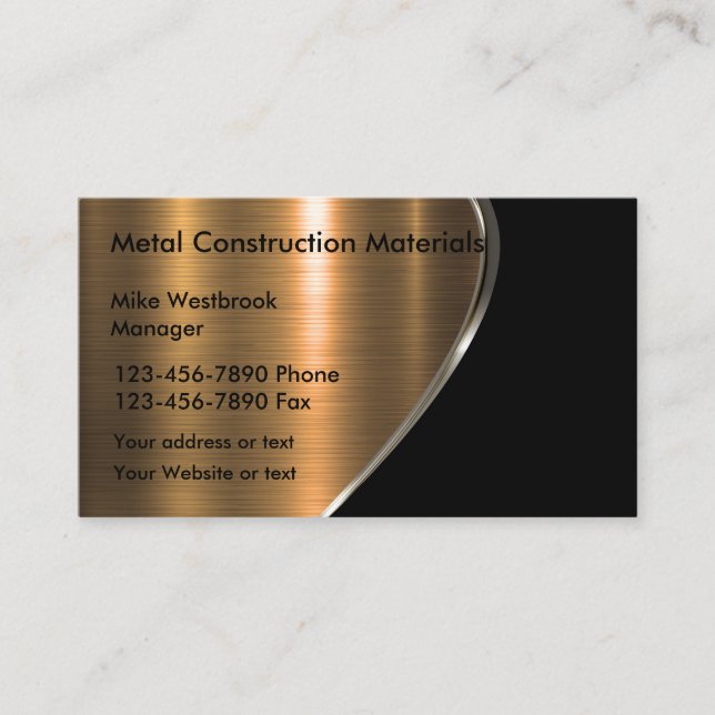 Tarjeta De Visita Construcción de la apariencia metálica del cobre d (Anverso)