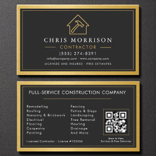 Tarjeta De Visita Construcción de la construcción Oro negro Código Q