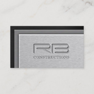 Tarjeta De Visita Construcción de la esquina de acero metalizado