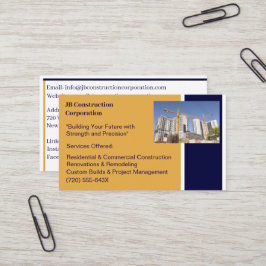 Tarjeta De Visita Construcción de la grúa de construcción del contra