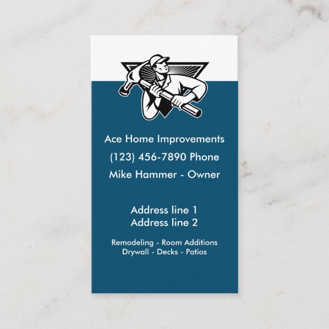 Tarjeta De Visita Construcción de las mejoras para el hogar (Anverso)