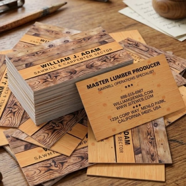 TARJETA DE VISITA (CONSTRUCCIÓN DE MADERA MODERNA) ASERRADERO / CARP (Wood working Carpenter Cards)