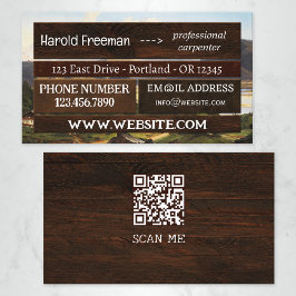 Tarjeta De Visita Construcción de madera para la captura de ojos QR