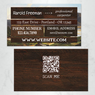 Tarjeta De Visita Construcción de madera para la captura de ojos QR