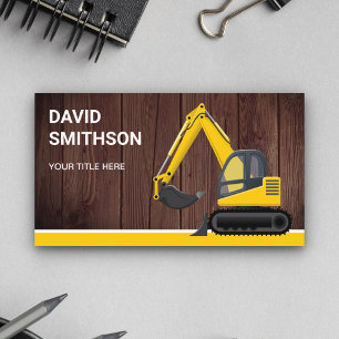 Tarjeta De Visita Construcción de madera rústica Bulldozer Excavador