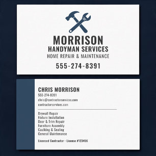 Tarjeta De Visita Construcción de Mano de Obra Azul Marino Herramien