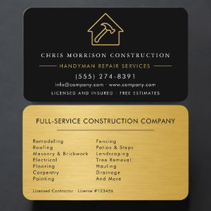 Tarjeta De Visita Construcción de Mano de Obra Metálica