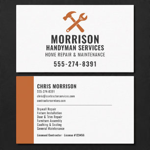 Tarjeta De Visita Construcción de Mano de Obra Naranja Herramientas