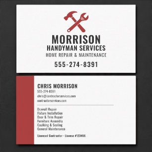 Tarjeta De Visita Construcción de Mano de Obra Roja Herramientas Pro