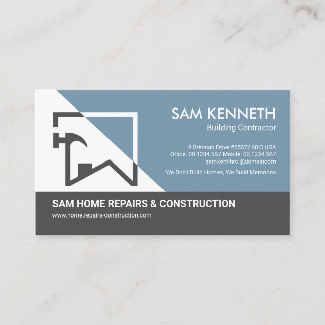 Tarjeta De Visita Construcción de marcos de martillo para el edifici (Anverso)