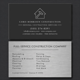 Tarjeta De Visita Construcción de metal de acero industrial de lujo