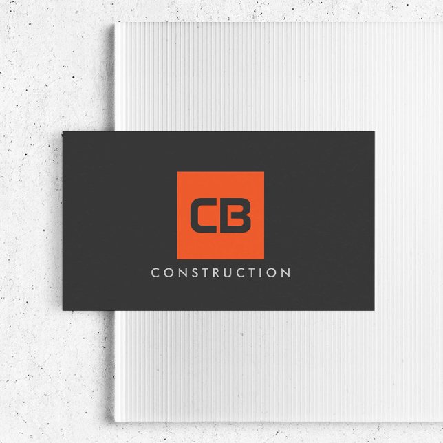 Tarjeta De Visita Construcción de monograma cuadrado naranja, electr (Subido por el creador)