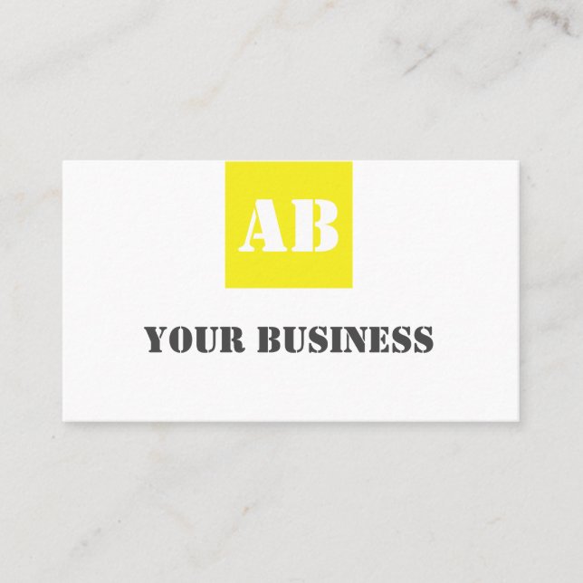 Tarjeta De Visita Construcción de monograma gris amarillo moderno (Anverso)