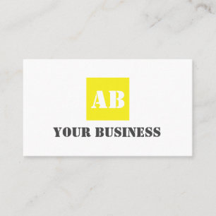 Tarjeta De Visita Construcción de monograma gris amarillo simple Ele