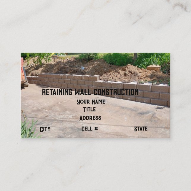 Tarjeta De Visita Construcción de muro de contención  (Anverso)