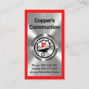 Tarjeta De Visita Construcción de obras Metalizado de plata