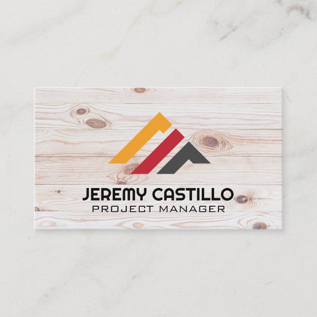 Tarjeta De Visita Construcción de Propiedades | Grano de Madera (Anverso)