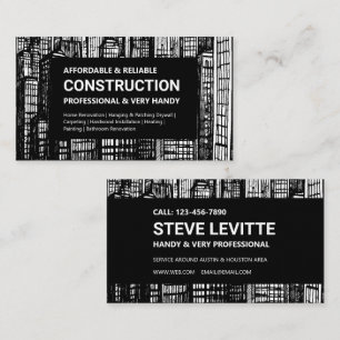 Tarjeta De Visita Construcción de rascacielos blancos y negros