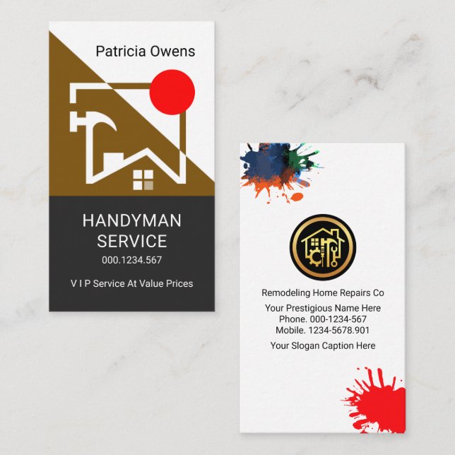 Tarjeta De Visita Construcción de un techo de madera marrón (Anverso / Reverso)