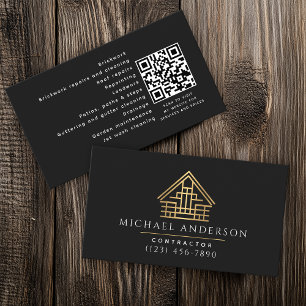 Tarjeta De Visita Construcción de viviendas minimalistas Código QR d