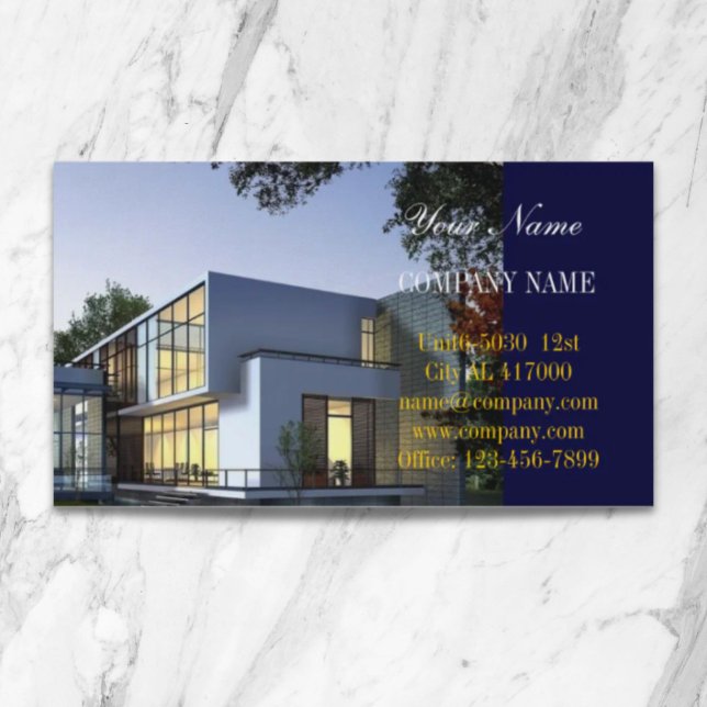 Tarjeta De Visita Construcción de viviendas modernas Inmobiliaria (Modern home Construction builder Real Estate Business Card)