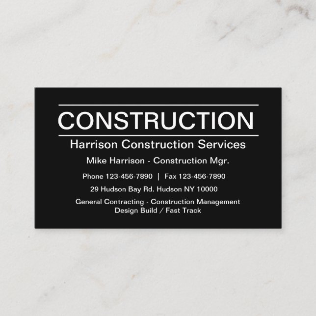 Tarjeta De Visita Construcción Deisgn moderno (Anverso)