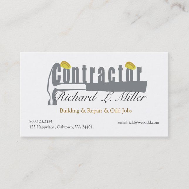 Tarjeta De Visita Construcción del constructor (Anverso)