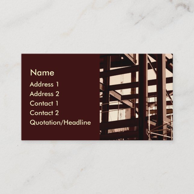 Tarjeta De Visita Construcción del marco de acero (Anverso)