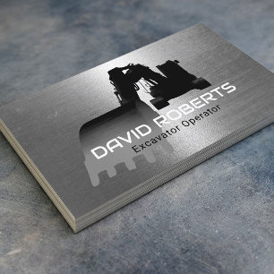 Tarjeta De Visita Construcción Excavator Operador Faux Metalizado