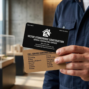 Tarjeta De Visita Construcción General y Remodelación Moderna Negra 