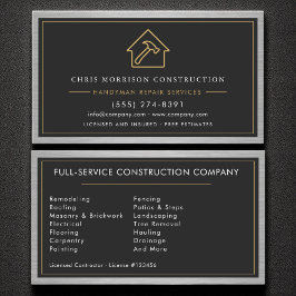 Tarjeta De Visita Construcción Handyman Metal Negro Oro