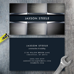 Tarjeta De Visita Construcción Industrial de Metal Cepillado