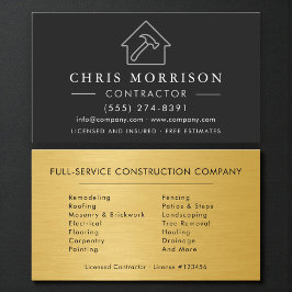 Tarjeta De Visita Construcción Industrial Negro Plata Dorado 