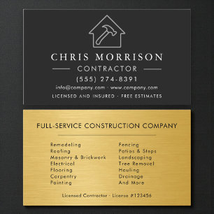 Tarjeta De Visita Construcción Industrial Negro Plata Dorado 