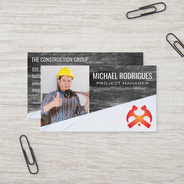 Tarjeta De Visita Construcción | Material de herramientas de carpint (Anverso/Reverso In Situ)