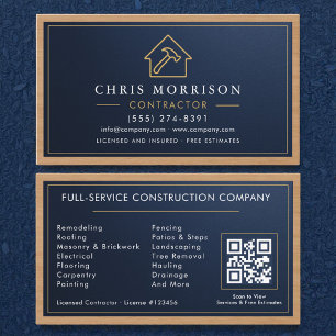 Tarjeta De Visita Construcción metálica de edificios Navy Blue Gold 