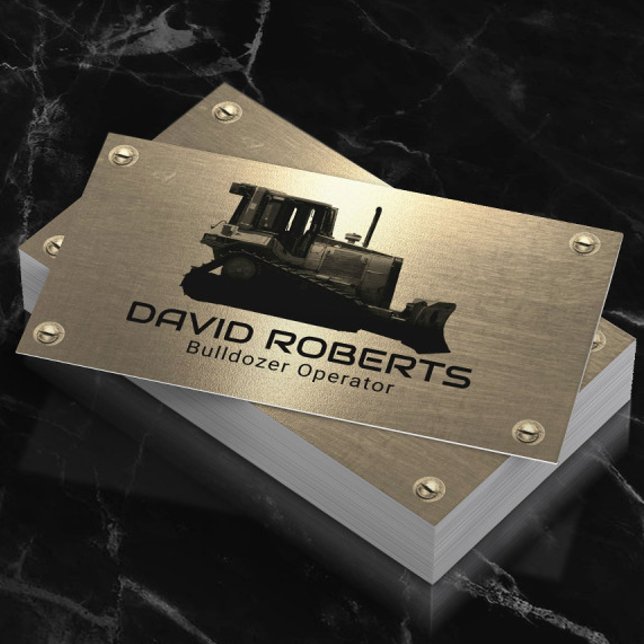 Tarjeta De Visita Construcción Metalizado de la planta de bulldozer (Subido por el creador)