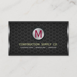 Tarjeta De Visita Construcción Metalizado enmarcada Monograma Cuadrí