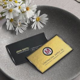 Tarjeta De Visita Construcción Metalizado Monograma falso Relieve me