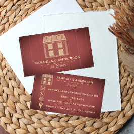 Tarjeta De Visita Construcción moderna de arquitecto de Wine-Red Dus