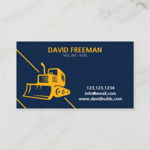 Tarjeta De Visita Construcción moderna de bulldozer amarillos y azu