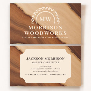 Tarjeta De Visita Construcción Moderna de Carpintería de Madera con