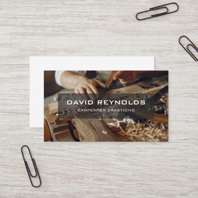 Tarjeta De Visita Construcción moderna de carpintero de madera (Anverso/Reverso In Situ)
