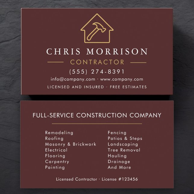 Tarjeta De Visita Construcción Moderna de Edificios en Burdeos Dorad (Subido por el creador)