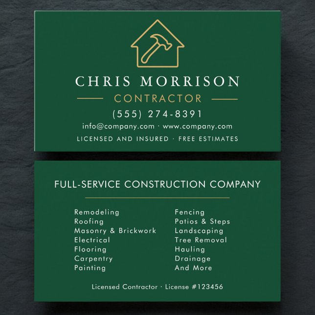 Tarjeta De Visita Construcción Moderna de Edificios Green Gold  (Subido por el creador)