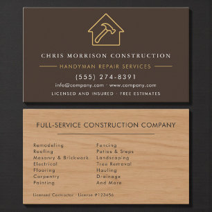 Tarjeta De Visita Construcción Moderna de Mano de Obra de Madera