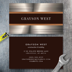 Tarjeta De Visita Construcción moderna de metal cepillado masculino